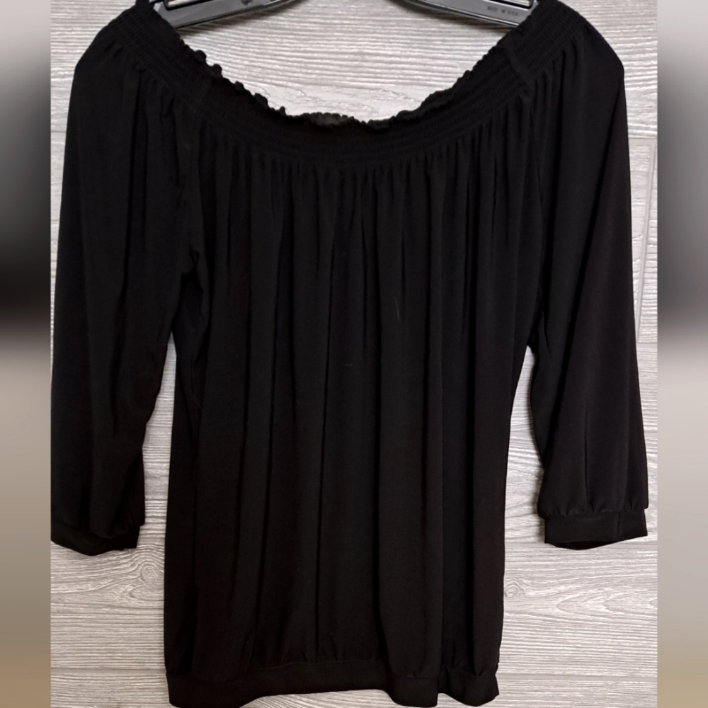The Limited women's black blouse. Elastic wide neck, 3/4 sleeve, size S